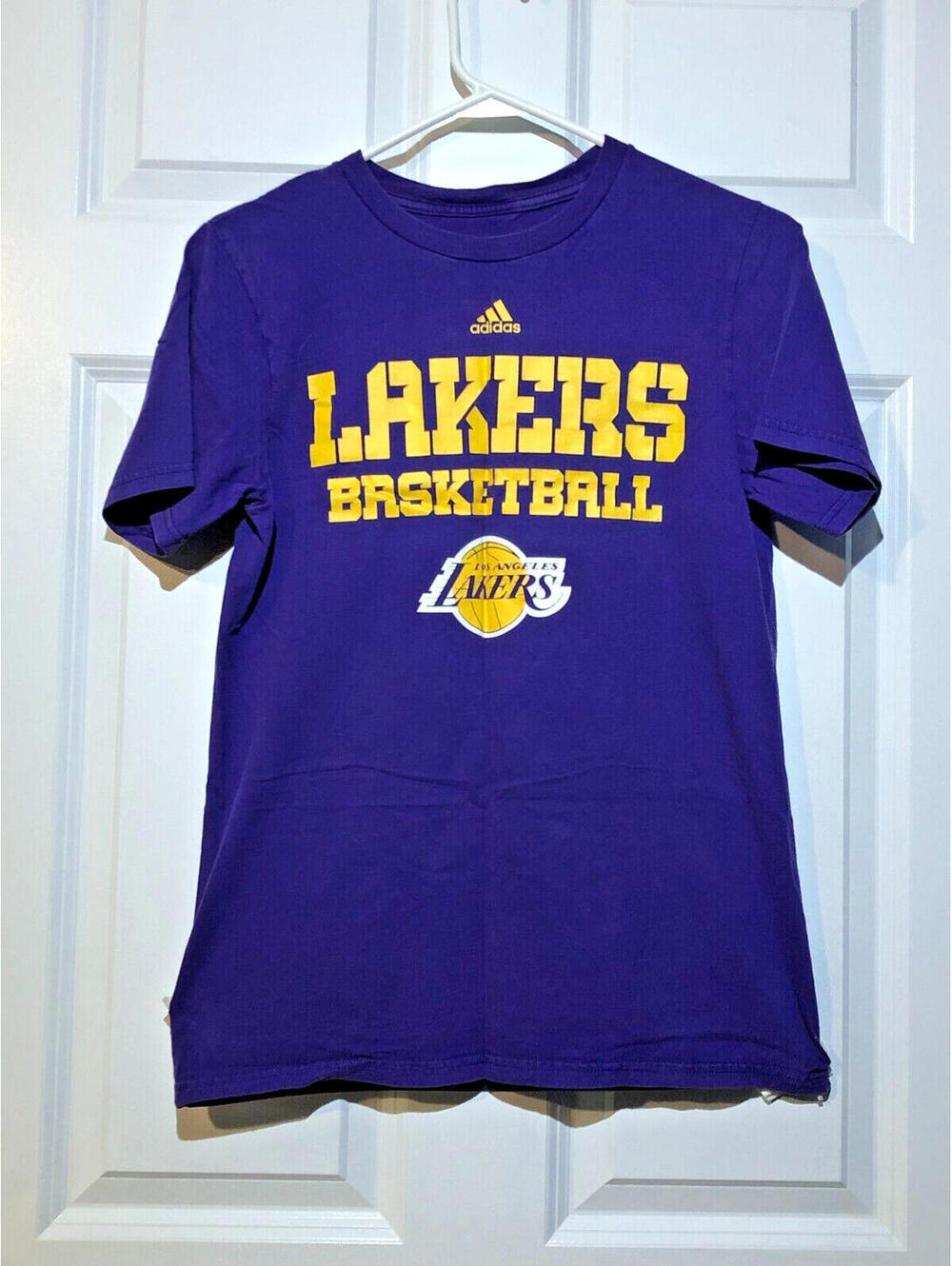 Los Angeles Lakers Adidas Purple Gold Graphic T Shirt Men's Small NBA